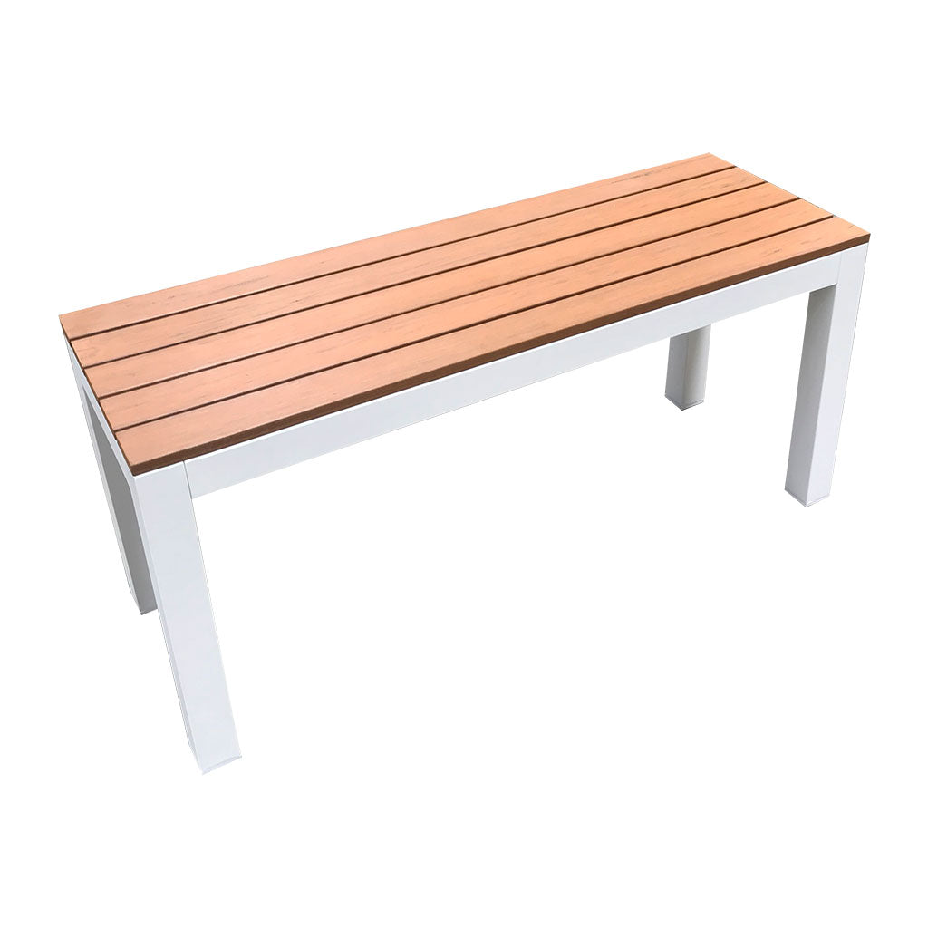 Outdoor Adult Bench - Teak-look & White 100x30x50cm