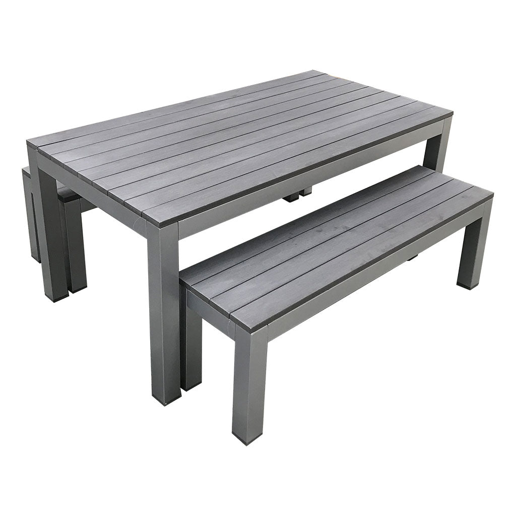 Outdoor Child Table & Bench Set - Charcoal