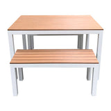 Outdoor Adult Table & Bench Set - Teak-look & White - Educating Kids
