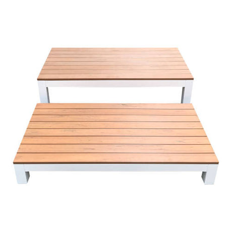 Outdoor Platform Stages - Teak-look & White - Set of 2 - Educating Kids