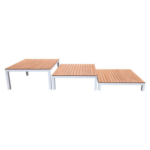 Outdoor Platform Stages - Teak-look & White - Set of 3 - Educating Kids
