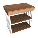 Outdoor Kitchen Bench - Teak-look & White (60x40x60cm)