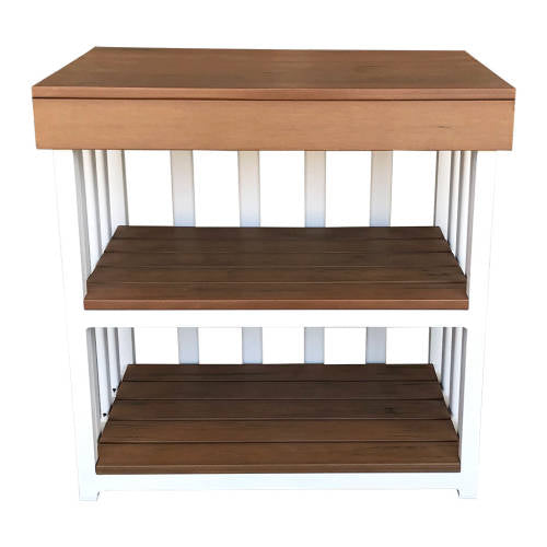 Outdoor Kitchen Bench - Teak-look & White (60x40x60cm) - Educating Kids