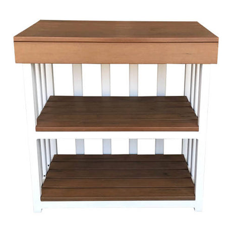 Outdoor Kitchen Bench - Teak-look & White (60x40x60cm) - Educating Kids