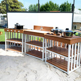 Outdoor Kitchen Bench - Teak-look & White (60x40x60cm) - Educating Kids