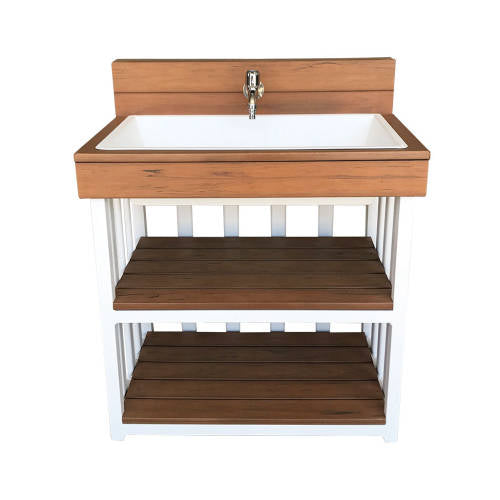 Outdoor Sink - Teak-look & White (60x40x72cm) - Educating Kids