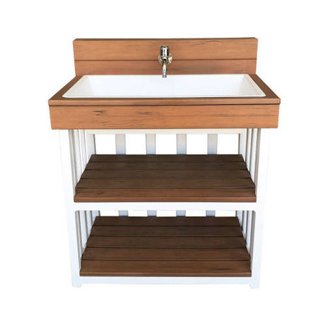 Outdoor Sink - Teak-look & White (60x40x72cm) - Educating Kids