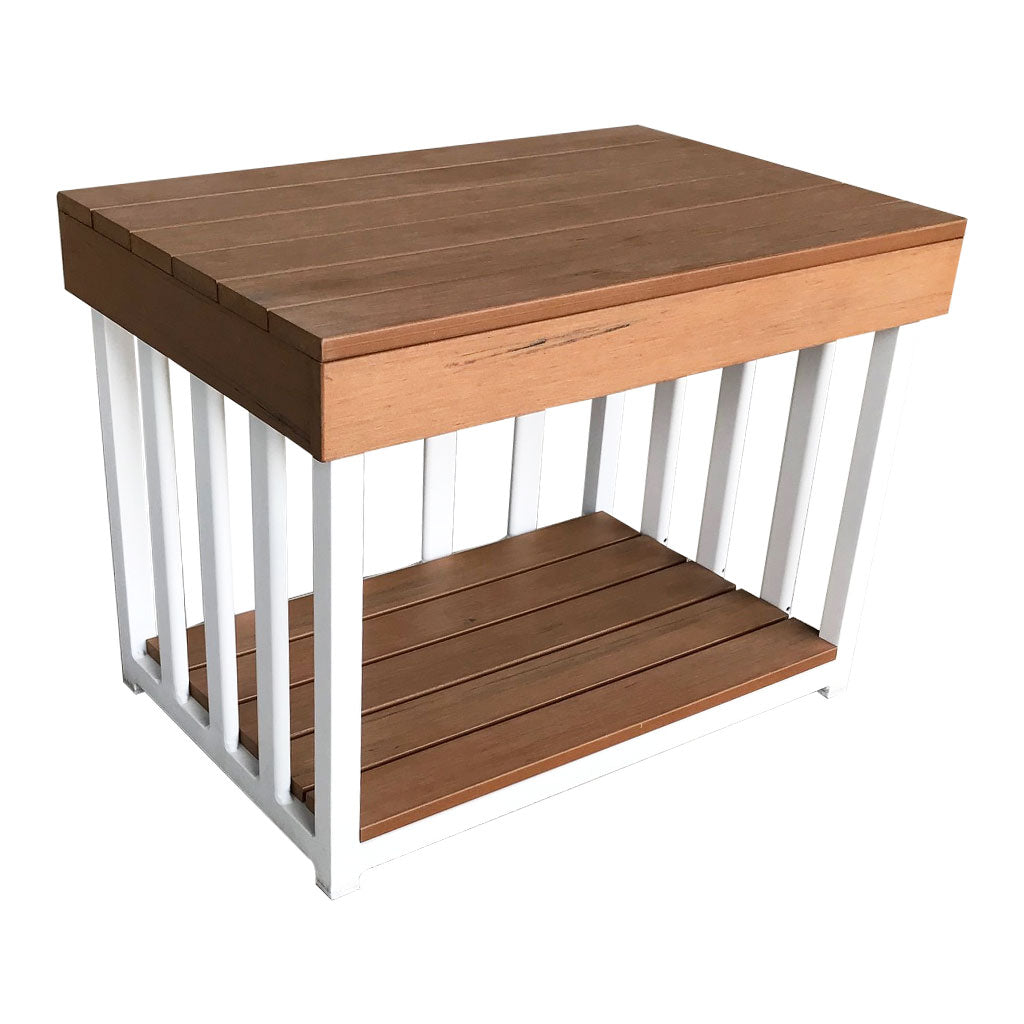 Toddler Outdoor Kitchen Bench - Teak-look & White (60x40x45cm)
