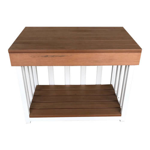 Toddler Outdoor Kitchen Bench - Teak-look & White (60x40x45cm) - Educating Kids
