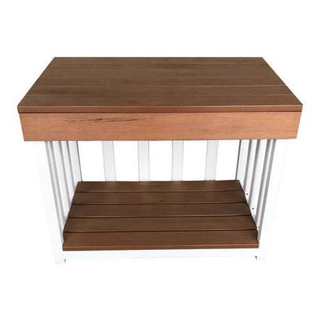 Toddler Outdoor Kitchen Bench - Teak-look & White (60x40x45cm) - Educating Kids