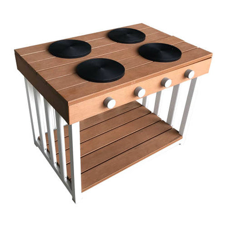 Toddler Outdoor Stove - Teak-look & White (60x40x45cm) - Educating Kids