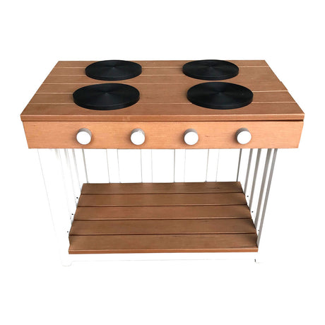 Toddler Outdoor Stove - Teak-look & White (60x40x45cm)