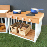 Toddler Outdoor Stove - Teak-look & White (60x40x45cm)