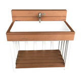 Toddler Outdoor Sink - Teak-look & White (60x40x57cm) - Educating Kids