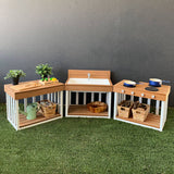 Toddler Outdoor Sink - Teak-look & White (60x40x57cm) - Educating Kids