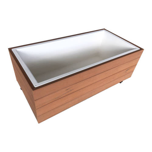 Outdoor Planter Box - Teak-look and White (80x40x30cm)