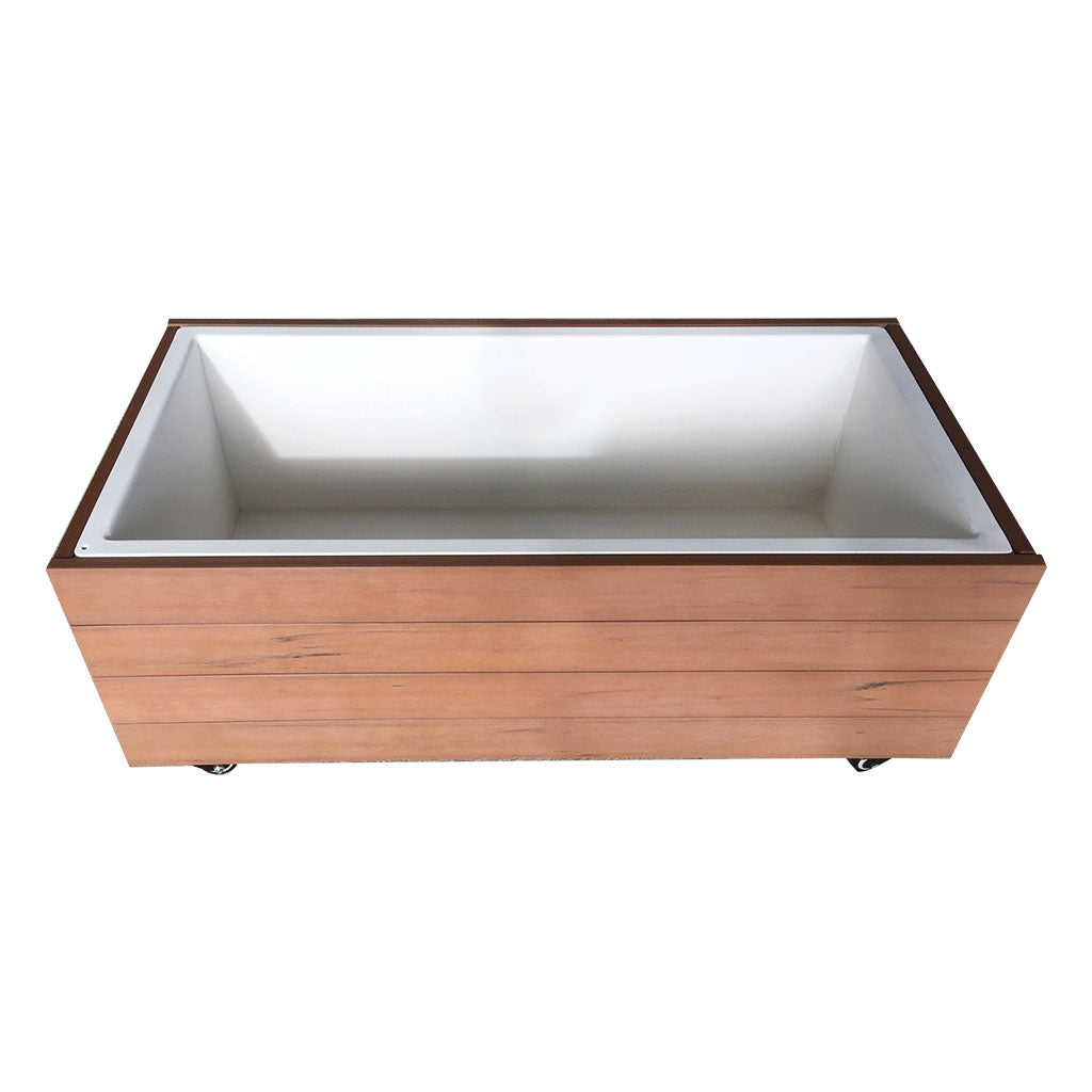 Outdoor Planter Box - Teak-look and White (80x40x30cm)