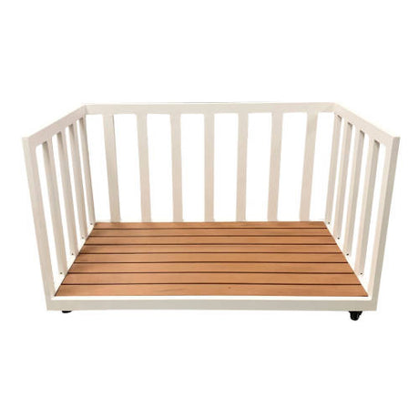 Outdoor Block Trolley - Teak-look & White (100x60x60cm) - Educating Kids