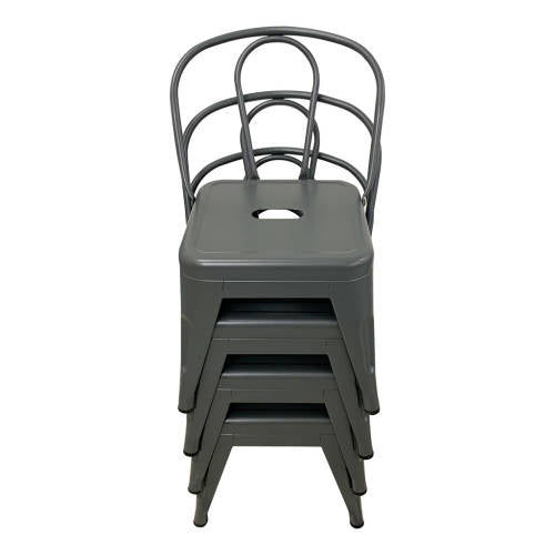 Set of 4 - Child Tolix Chair Charcoal - 30cmH - Educating Kids