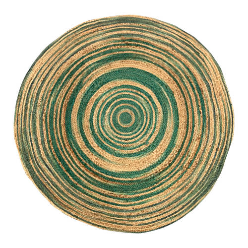 Braided Jute Rug Turquoise and Natural - 150cmD - Educating Kids