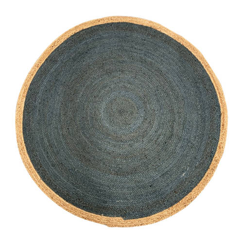 Braided Jute Rug Navy & Natural Border - 150cmD - Educating Kids