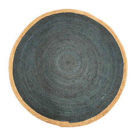 Braided Jute Rug Navy & Natural Border - 150cmD - Educating Kids