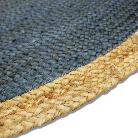 Braided Jute Rug Navy & Natural Border - 150cmD
