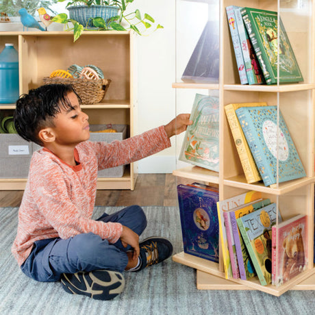 Rotating 3 Tier Book Display - Natural
