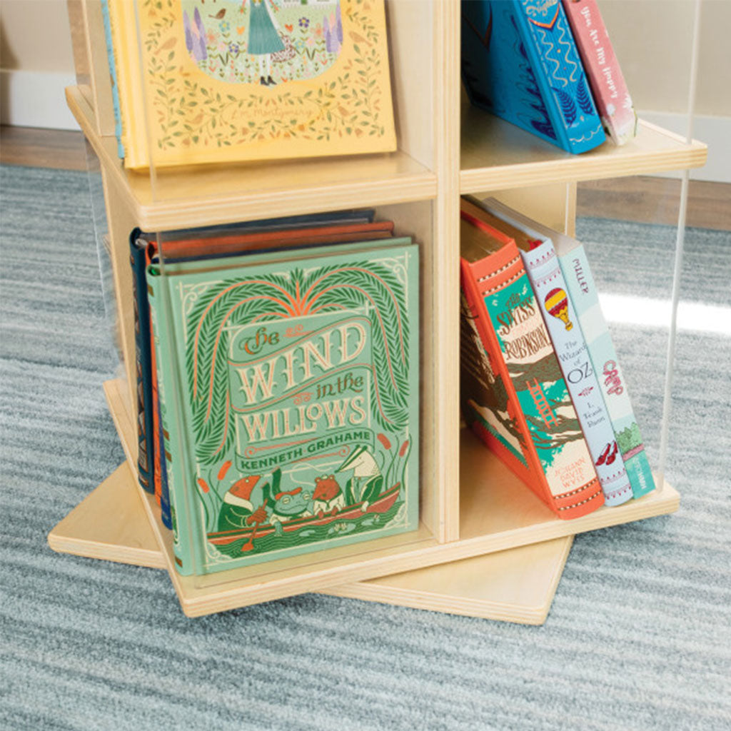 Rotating 3 Tier Book Display - Natural