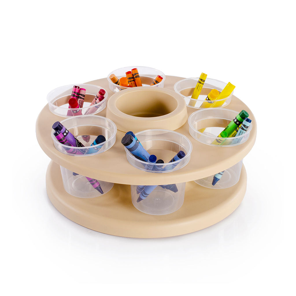 Cup Spinner - Tan with Six Clear Cups