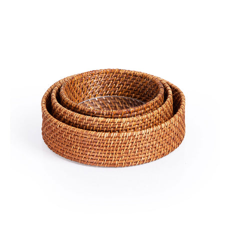 Sense of Place Woven Mirror Tray - Set of 3