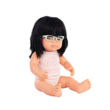 Miniland - Baby Doll - Asian Girl with Glasses 38cm
