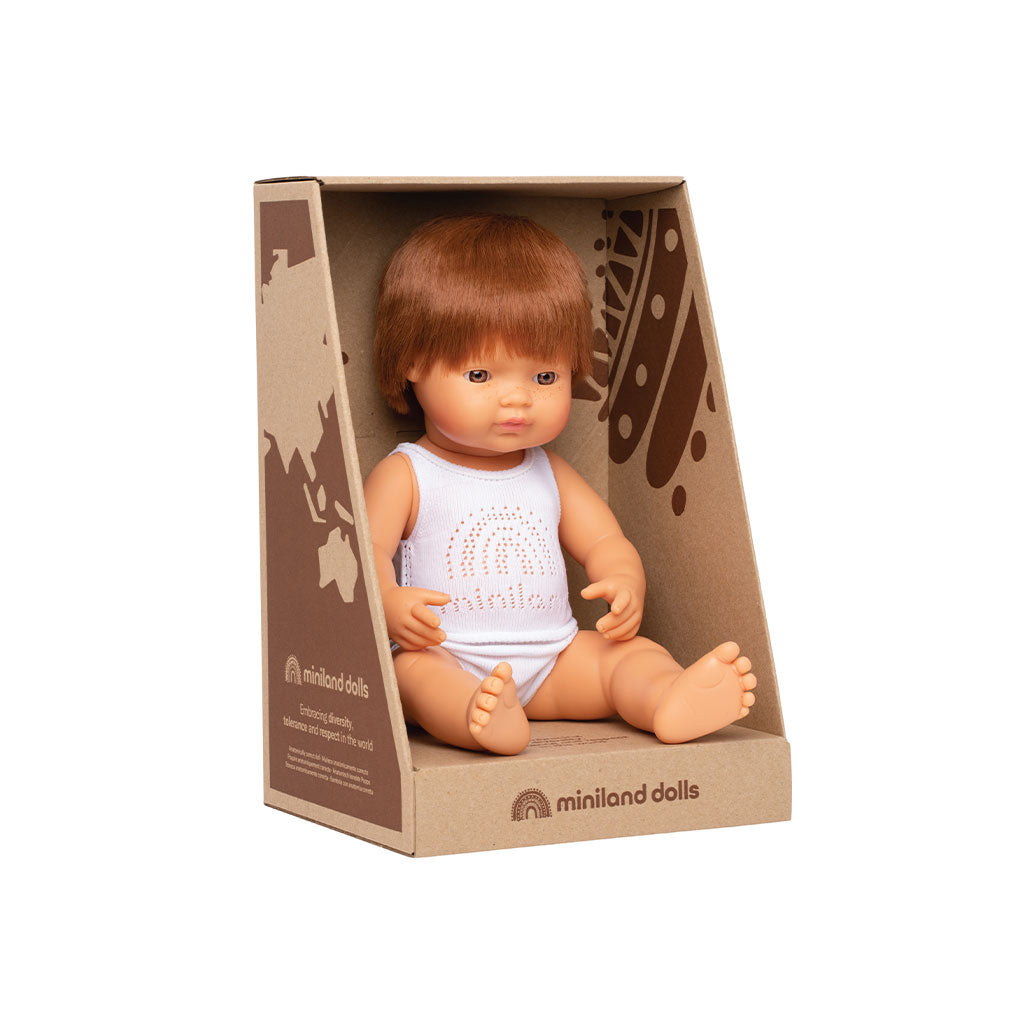 Miniland - Baby Doll - Caucasian Redhead Boy 38cm