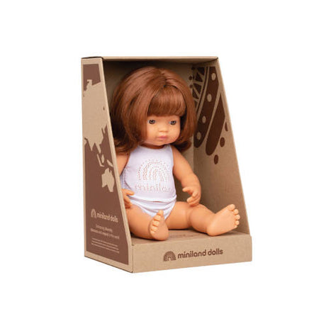 Miniland - Baby Doll - Caucasian Redhead Girl 38cm - Educating Kids