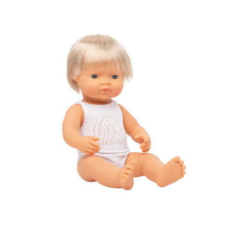 Miniland - Baby Doll - Caucasian Boy 38cm - Educating Kids