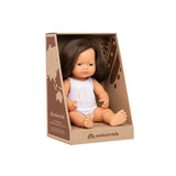 Miniland - Baby Doll - Caucasian Brunette Girl 38cm - Educating Kids