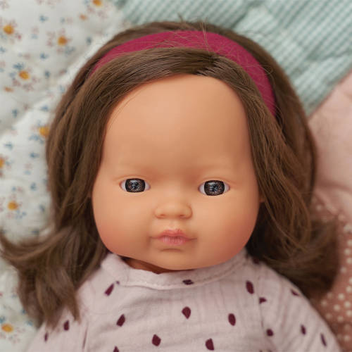 Miniland - Baby Doll - Caucasian Brunette Girl 38cm - Educating Kids