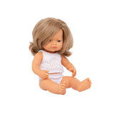 Miniland - Baby Doll - Caucasian Dark Blonde Girl 38cm - Educating Kids