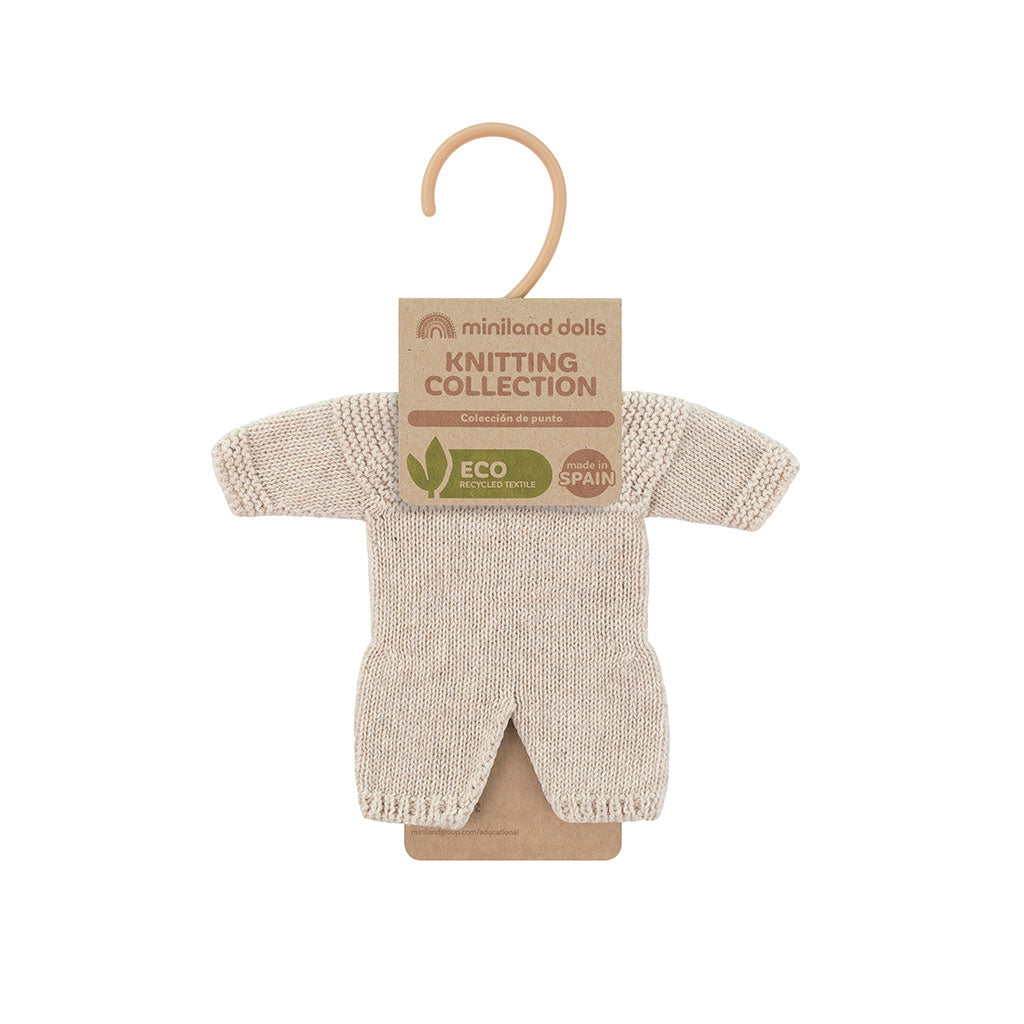 Miniland Knitted Doll Pyjamas 21cm - Linen