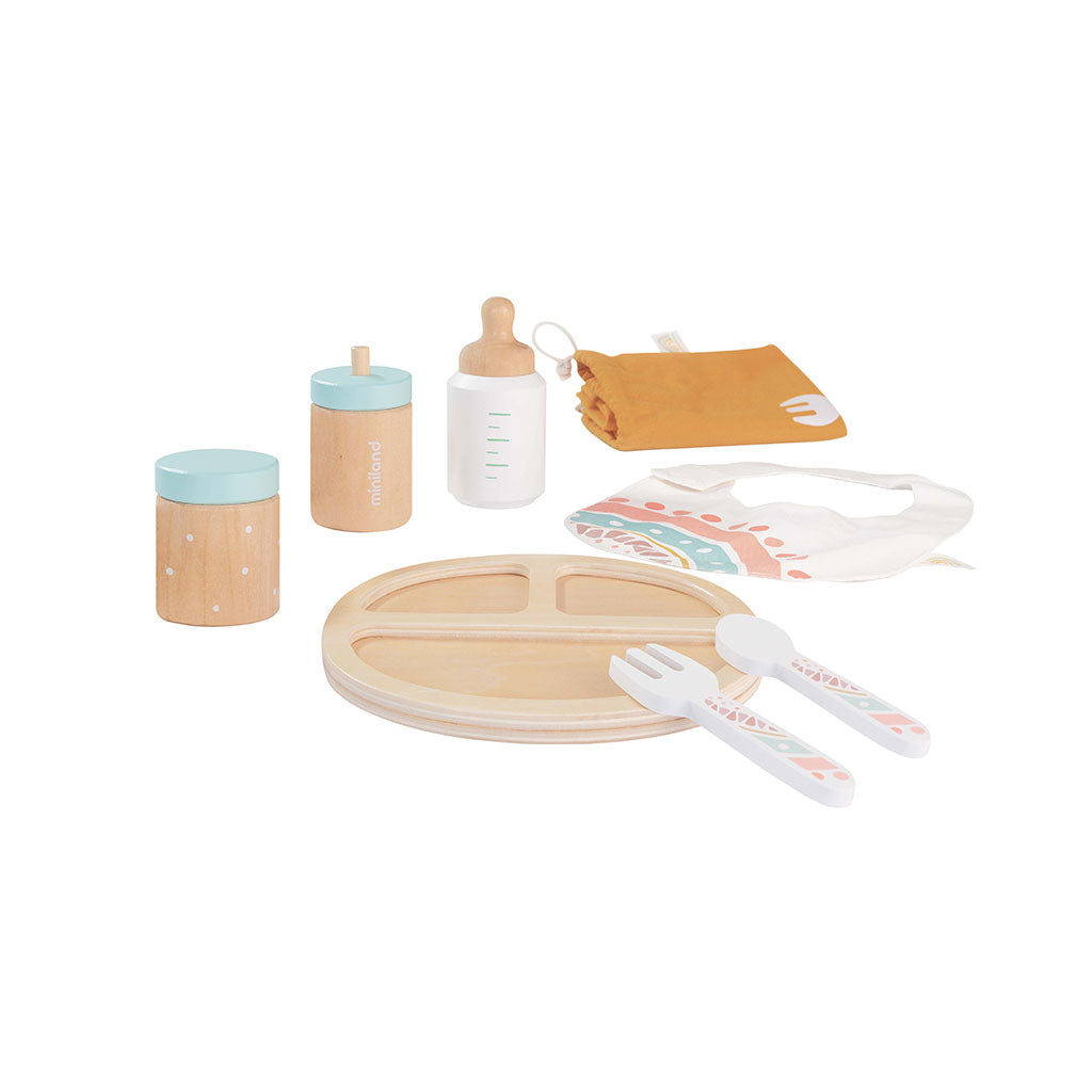 Miniland - Doll Wooden Feeding Set