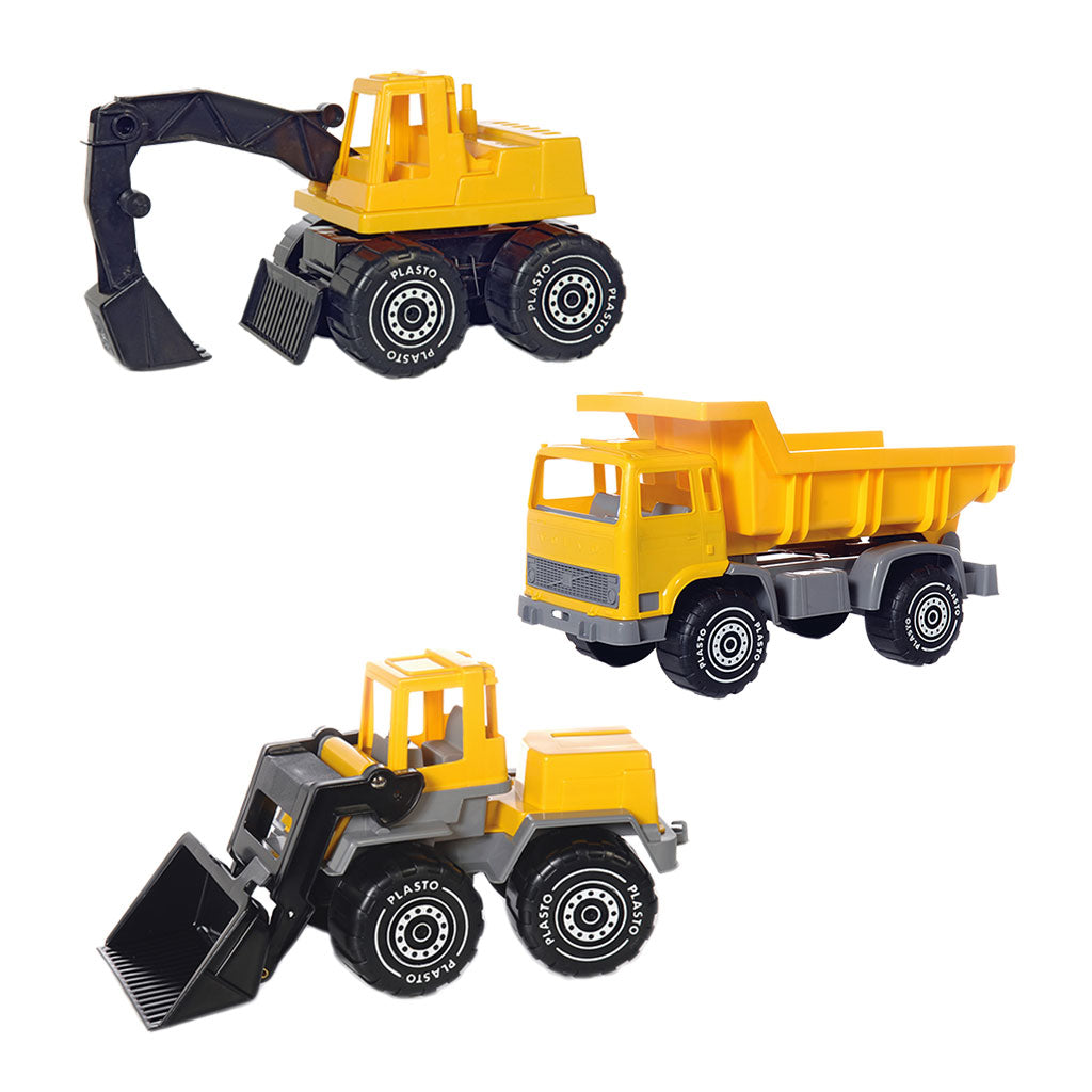 Yellow Construction Vehicles Large - Set of 3