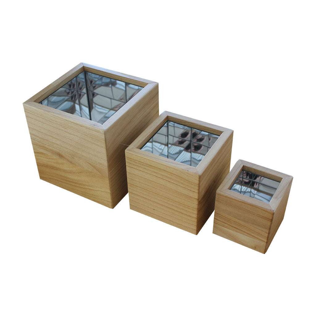 Mirrored Nestled Cubes - Set of 3