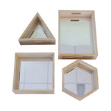 Mirrored Timber Trays - Set of 4