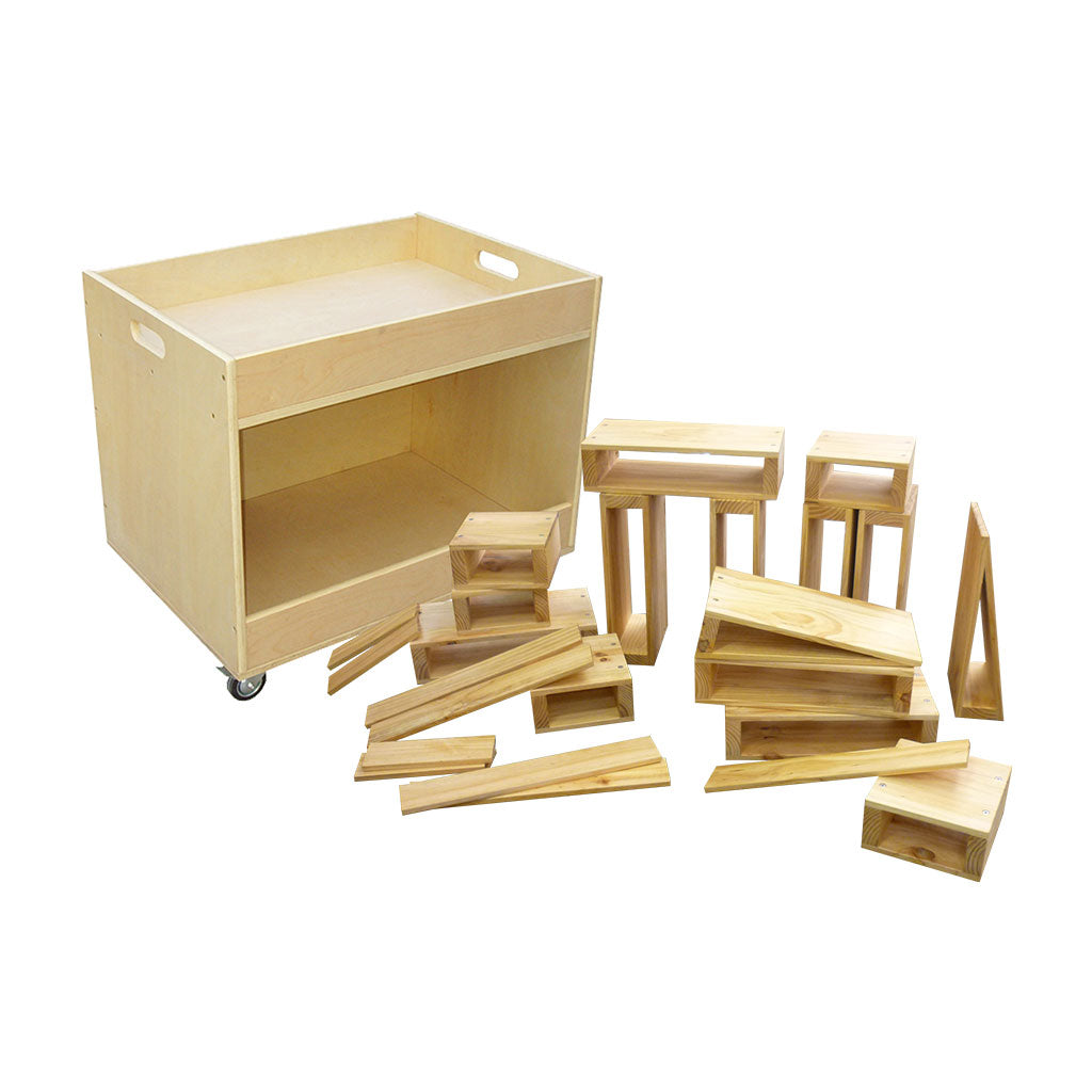 Timber Blocks & Trolley Set - Outdoor -26pc