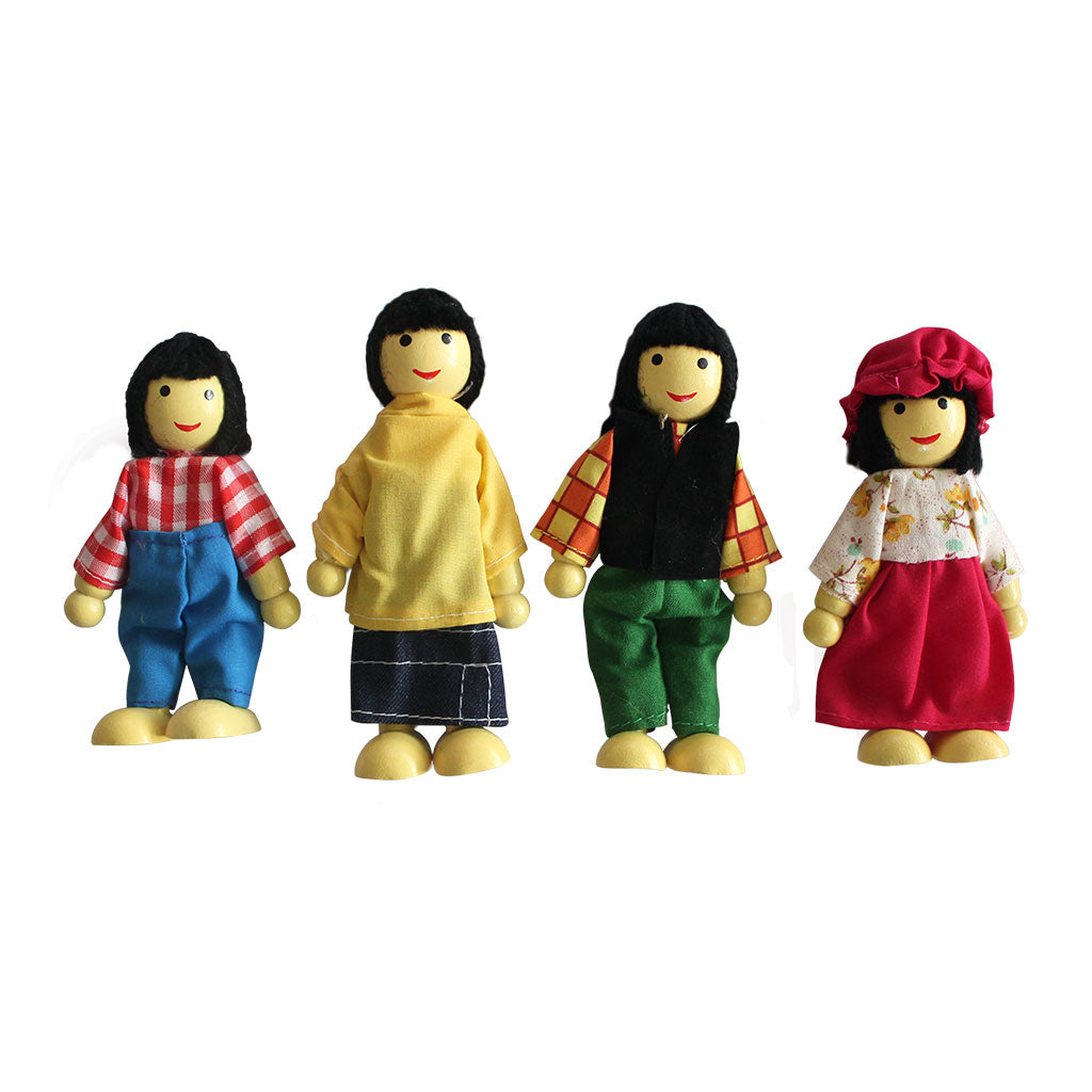 Doll Family Wooden Asian - Set of 4