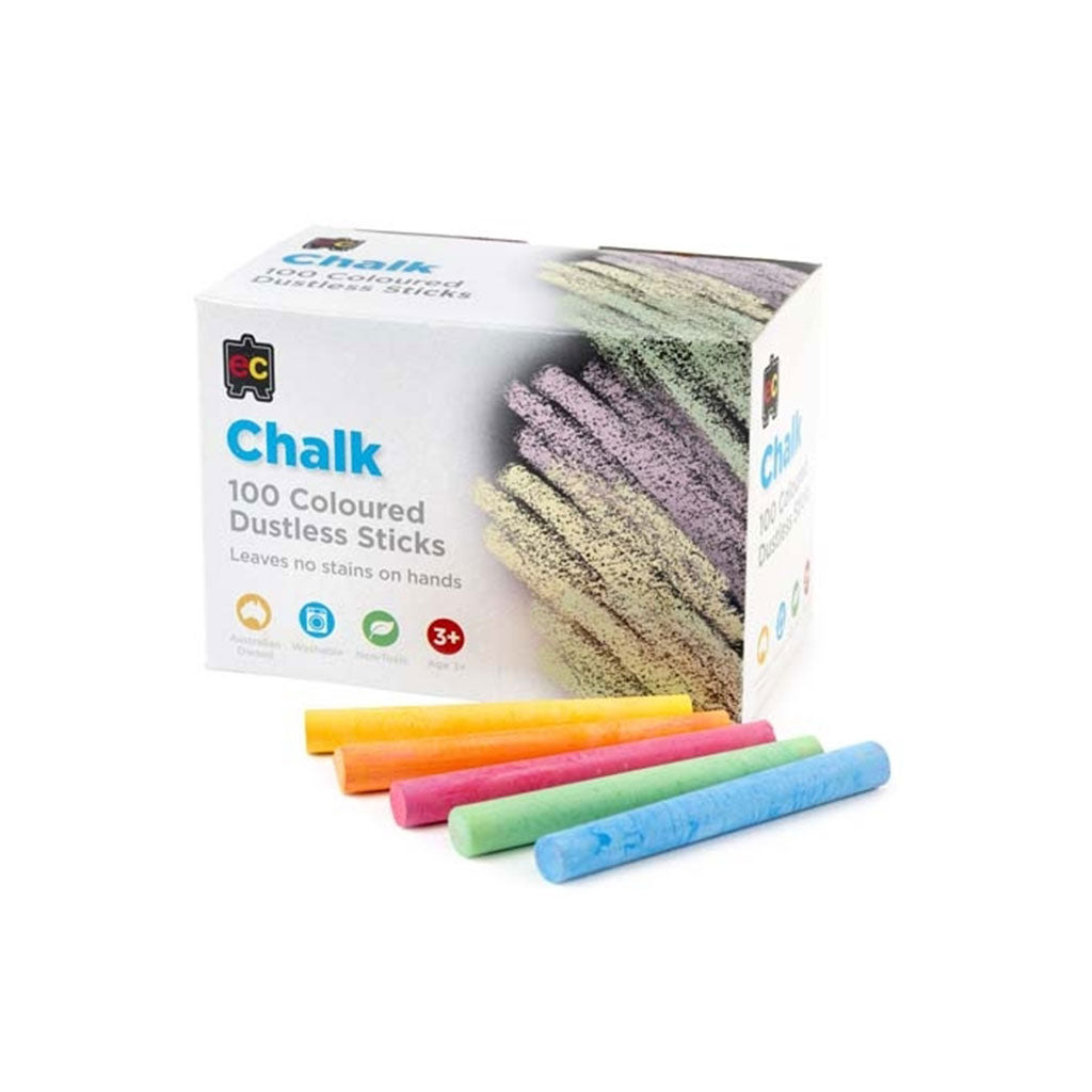Dustless Classroom Chalk - Coloured - Box of 100 - Educating Kids
