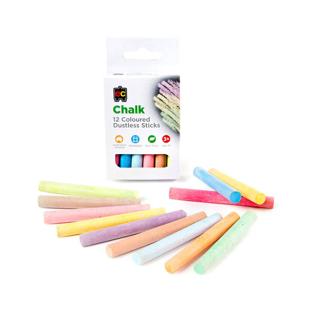 Dustless Chalk - Coloured - Pack of 12 - Educating Kids