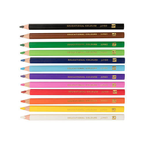 Jumbo Triangular Washable Pencils - Pack of 12 - Educating Kids