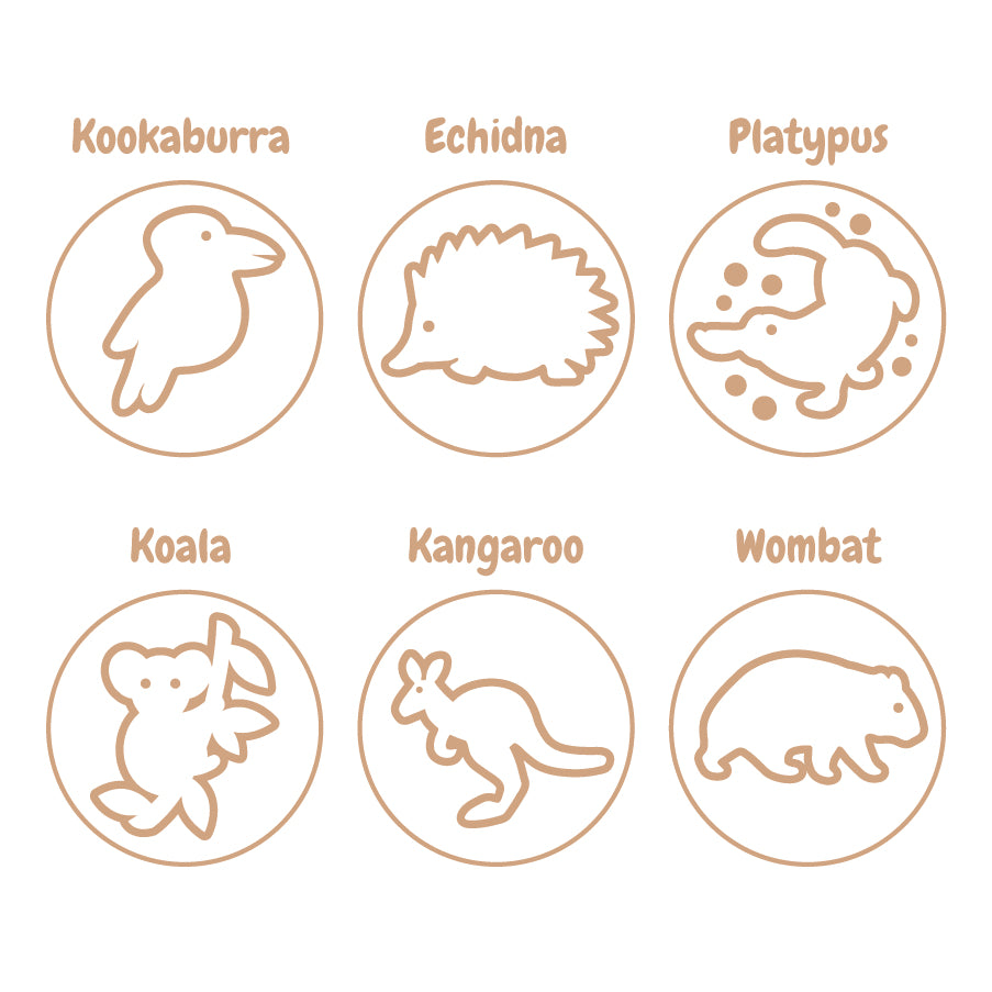 Wooden Dough Stamps - Australian Animals