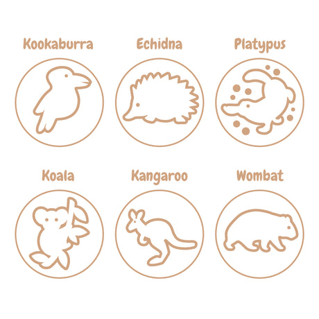 Wooden Dough Stamps - Australian Animals